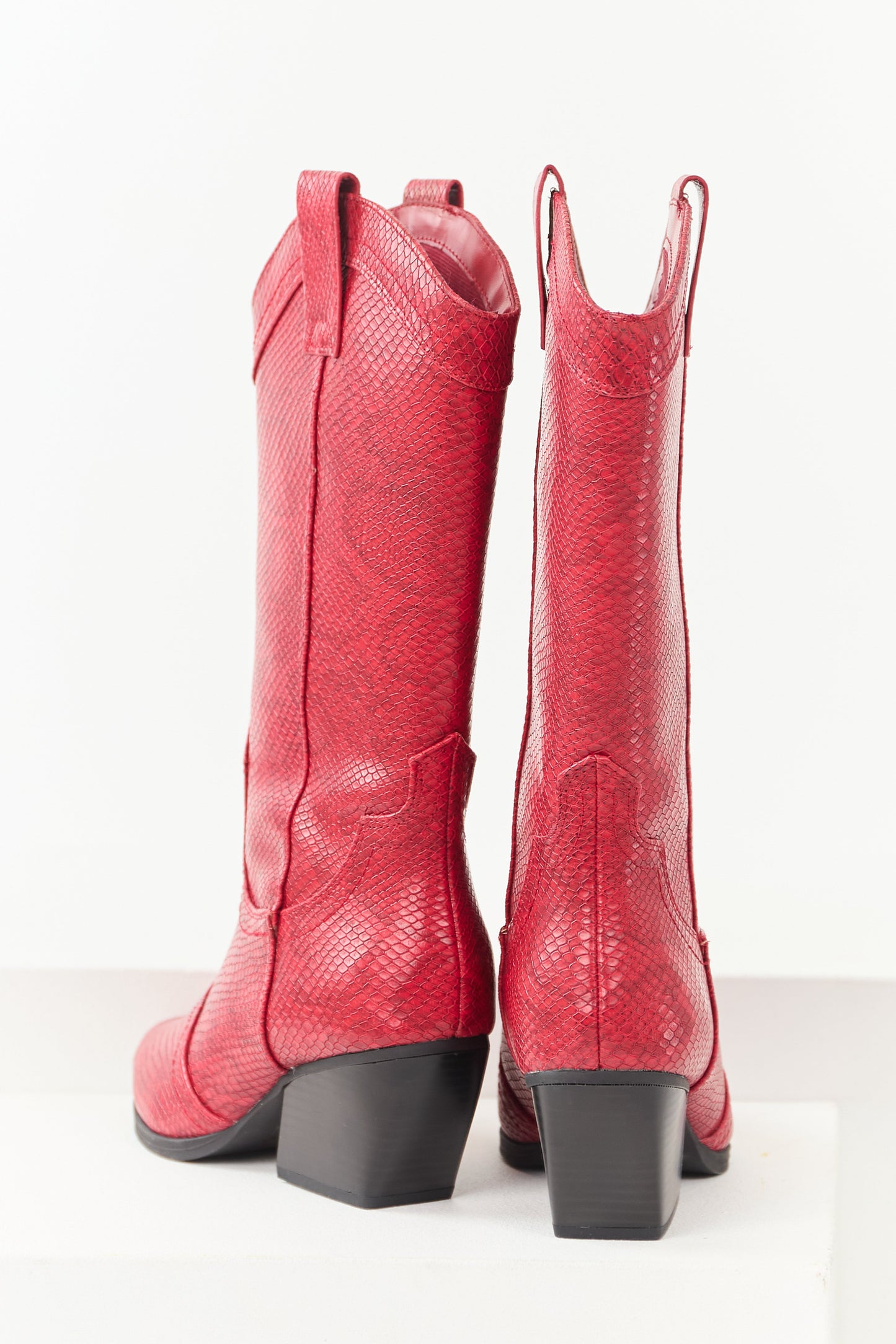 Ruby Snakeskin Pattern Tall Western Boots
